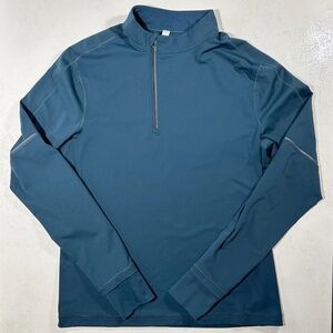 Lululemon Men 1/4 Zip LS Sweatshirt Pullover Thumbhole Teal, Large